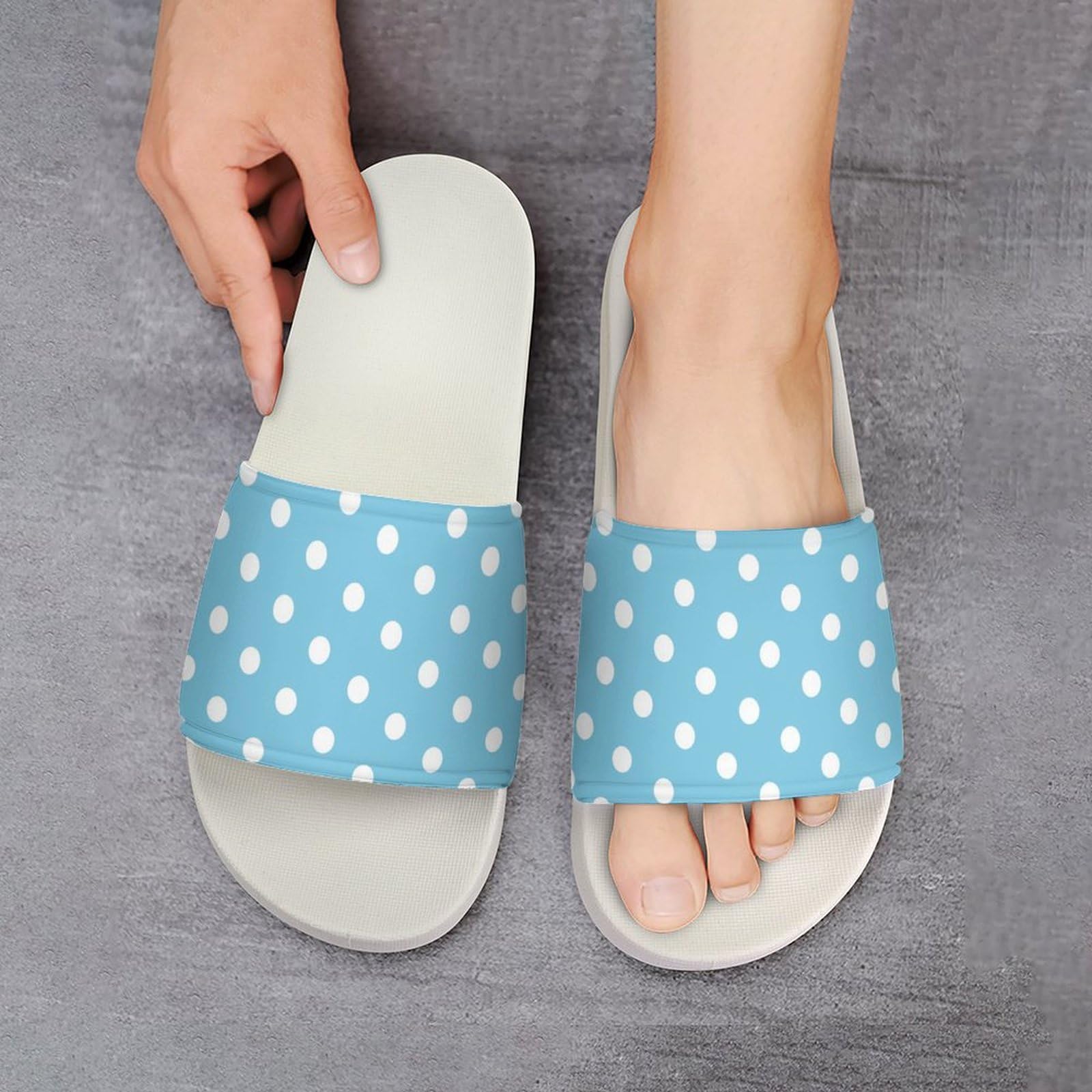 【取引中】 SLIPPER サンダル　チェック柄 Amazon.co.jp: サンダル 水色 ブルー ドット柄 水玉 スリッパ